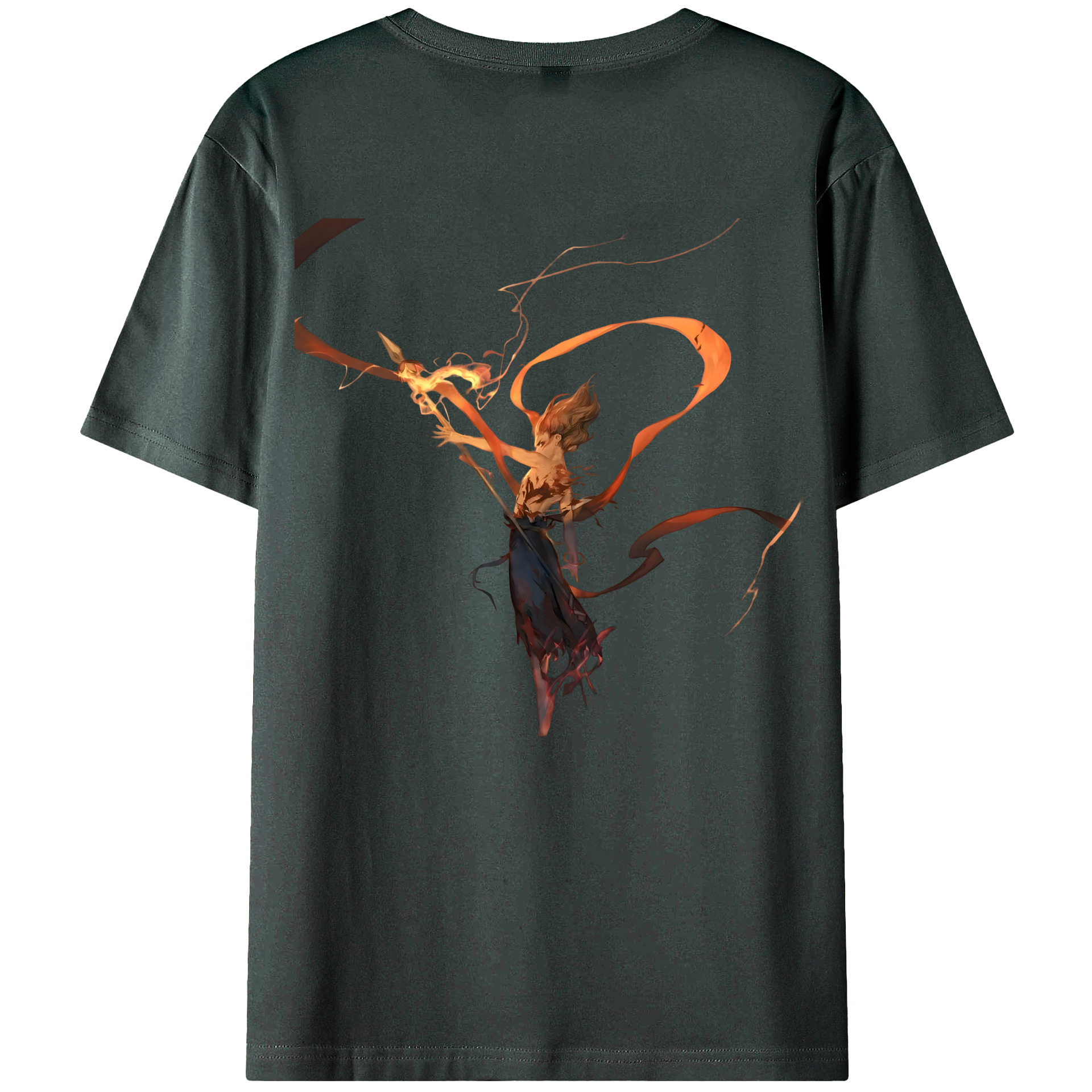 （画像用） Ne Zha 2 ナタ 魔童の大暴れ 綿100％ メンズ半袖Tシャツ（バックプリント） 通気性